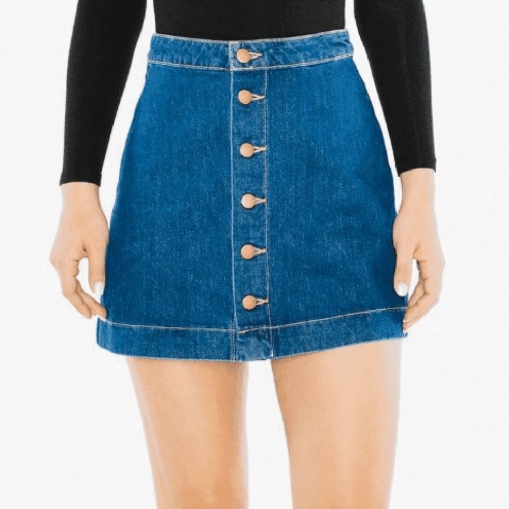Denim Button Front A-Line Mini Skirt Wash Women's
